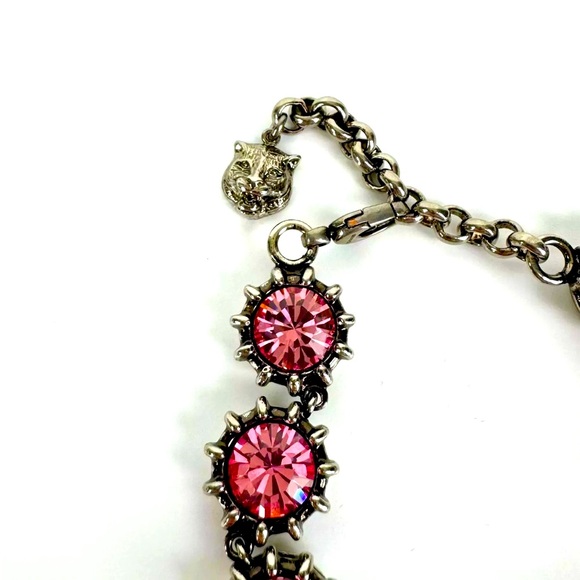 Gucci Pink Crystal Silver Tone Bracelet - Picture 5 of 6